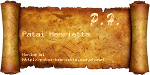 Patai Henrietta névjegykártya